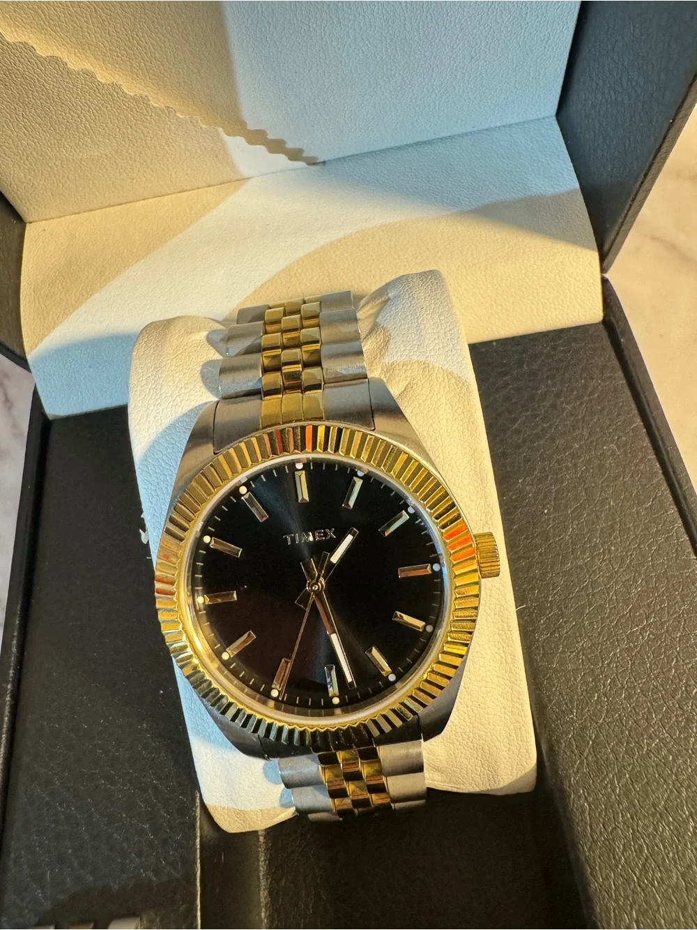 Timex Legacy Two-Tone Silver and Gold Unisex Watch with Black Dial